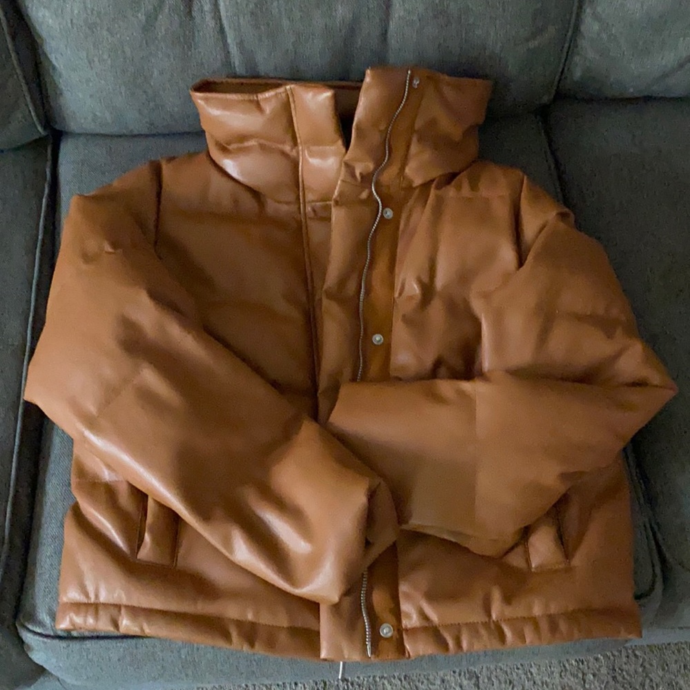 Chelsea DeBoer faux leather jacket